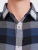 Men's Navy Blue Slim Fit Checkered Casual Shirt
