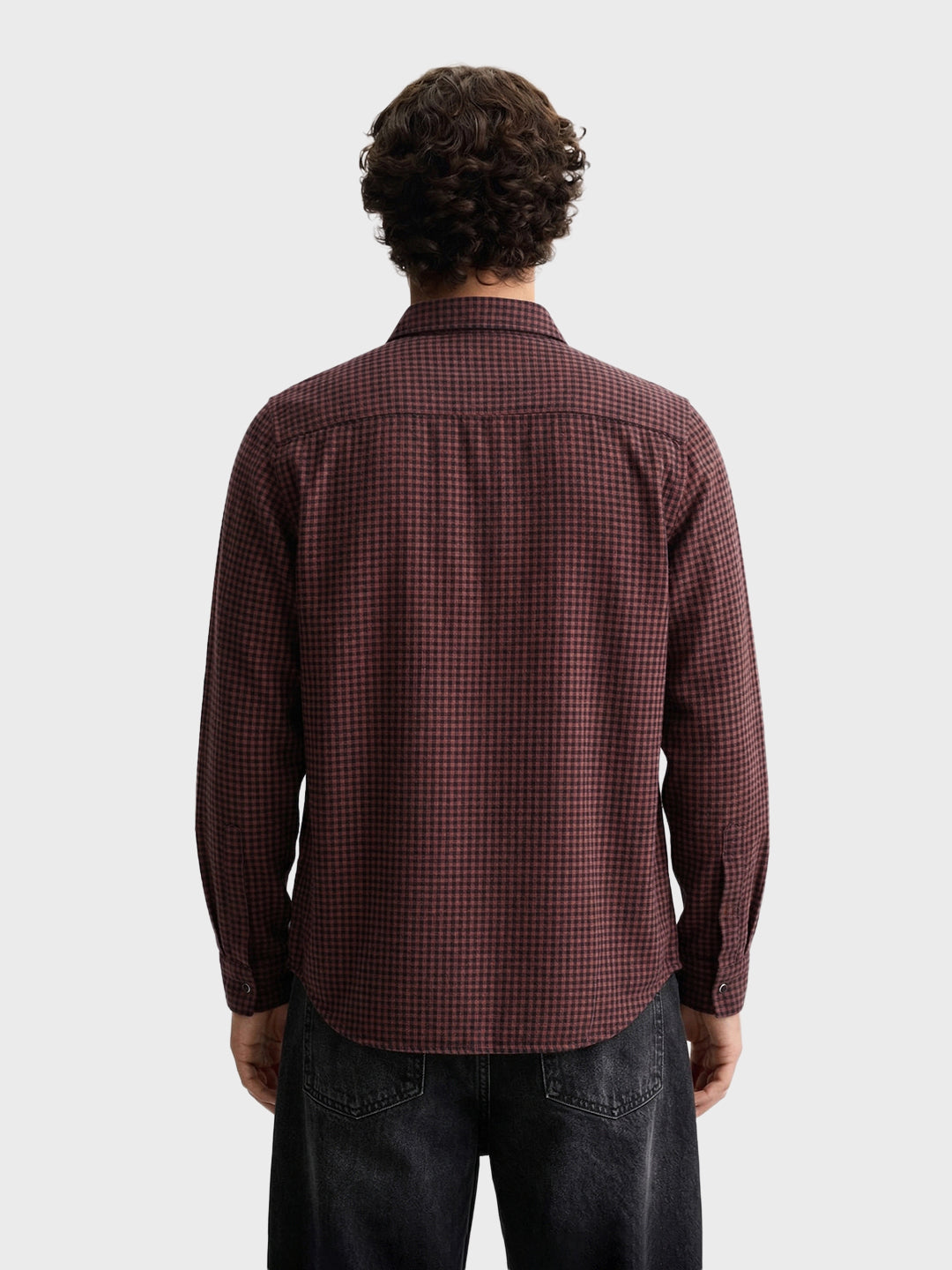 Men's Maroon Slim Fit Checkered Casual Shirt