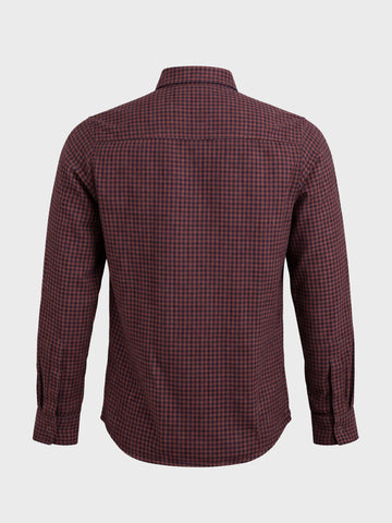 Men's Maroon Slim Fit Checkered Casual Shirt