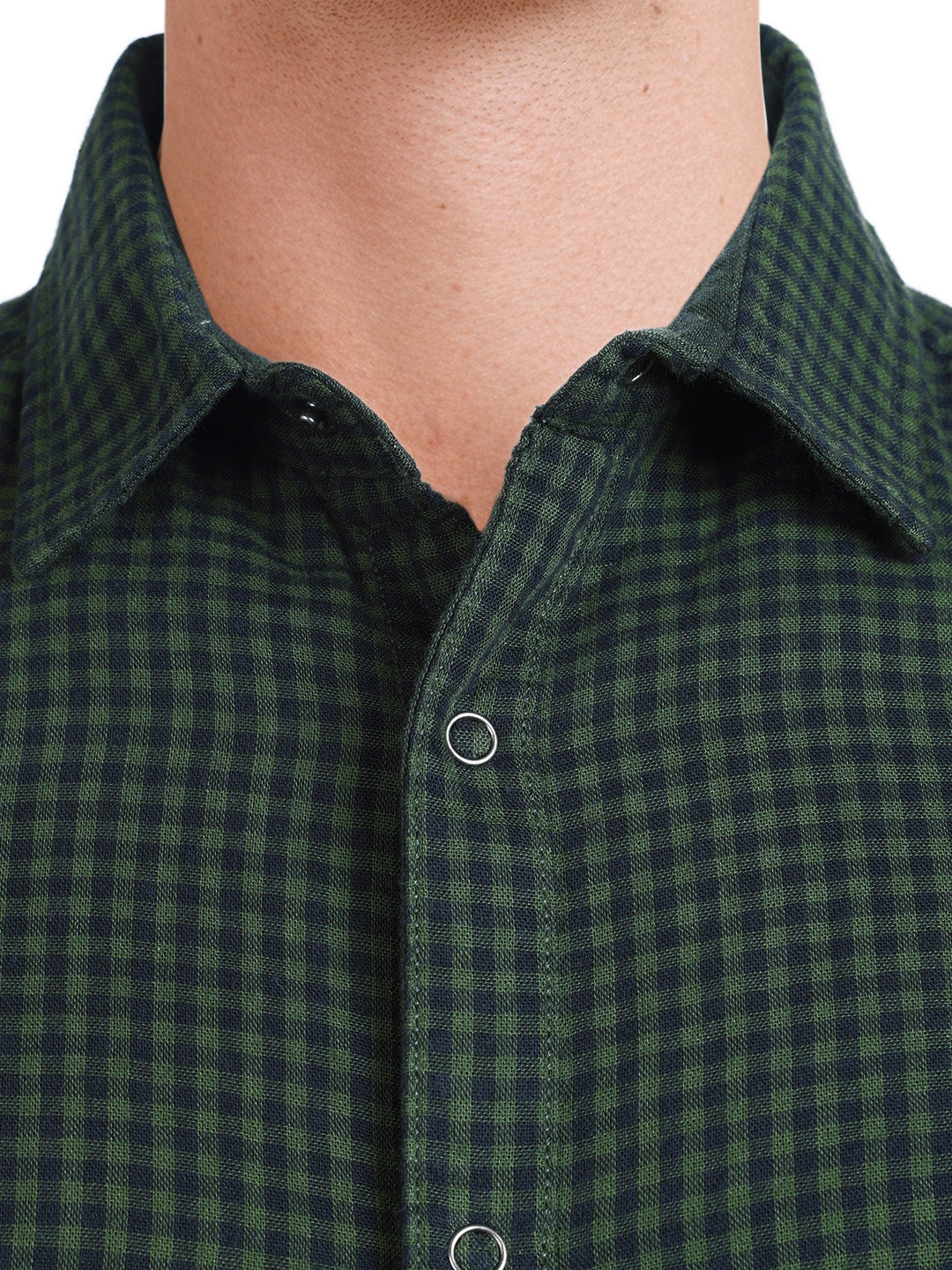 Men's Green Slim Fit Checkered Casual Shirt