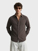 Men's Khaki Slim Fit Checkered Casual Shirt