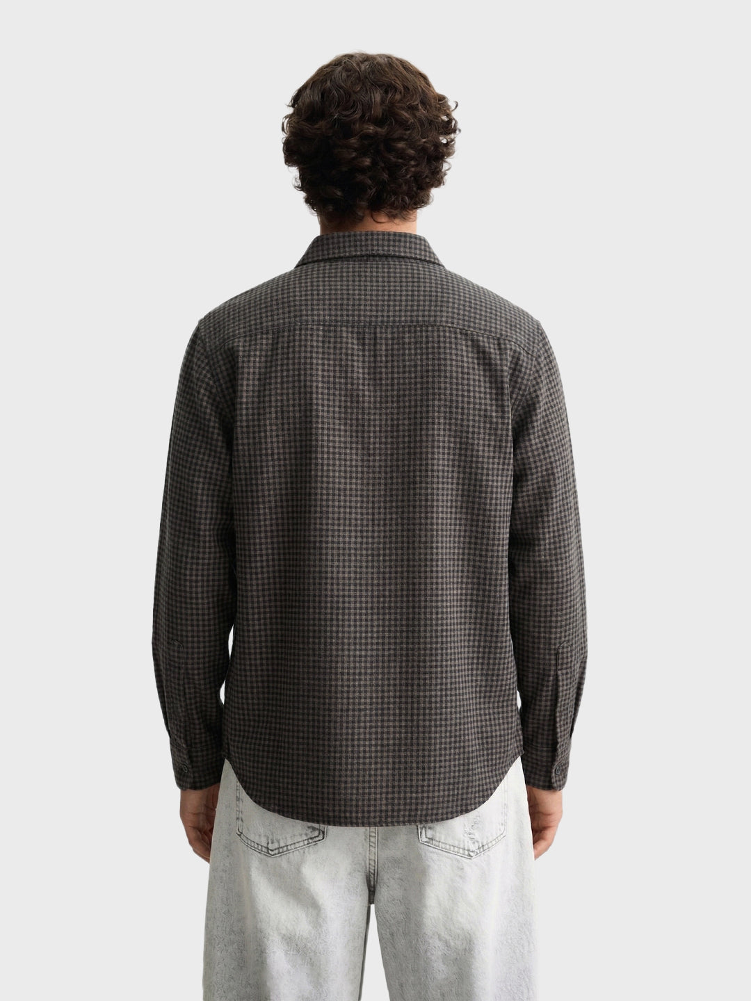 Men's Khaki Slim Fit Checkered Casual Shirt