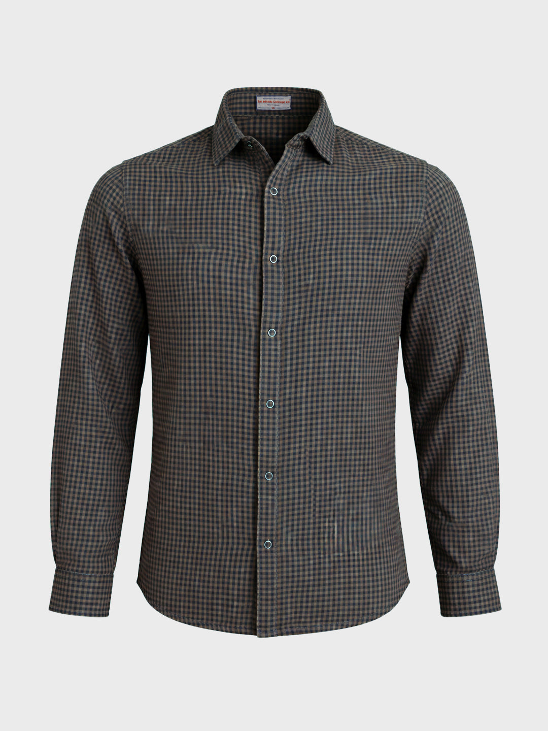 Men's Khaki Slim Fit Checkered Casual Shirt