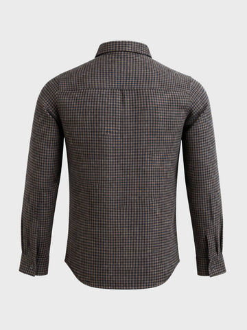 Men's Khaki Slim Fit Checkered Casual Shirt