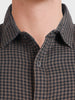 Men's Khaki Slim Fit Checkered Casual Shirt