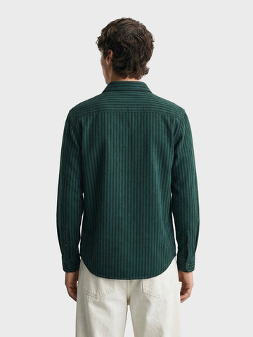 Men's Green Slim Fit Striped Casual Shirt