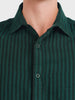 Men's Green Slim Fit Striped Casual Shirt