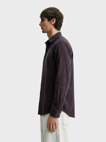 Men's Maroon Slim Fit Striped Casual Shirt