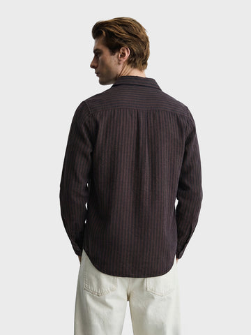 Men's Brown Slim Fit Striped Casual Shirt