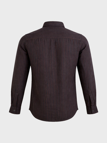 Men's Brown Slim Fit Striped Casual Shirt