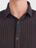 Men's Brown Slim Fit Striped Casual Shirt