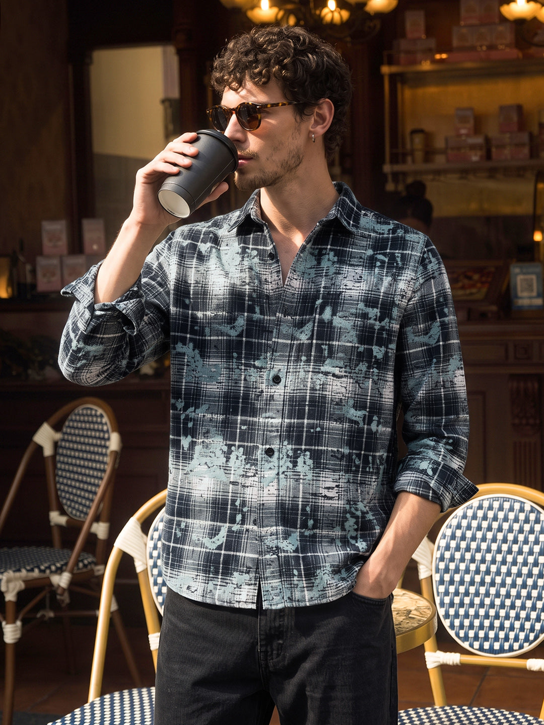 Men's Green Regular Fit Checkered Casual Shirt