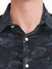 Men's Black Slim Fit Printed Party Wear Shirt