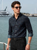 Men's Black Slim Fit Printed Party Wear Shirt
