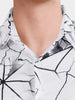 Men's White Slim Fit Printed Party Wear Shirt
