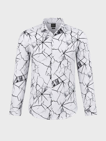 Men's White Slim Fit Printed Party Wear Shirt