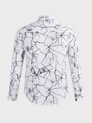 Men's White Slim Fit Printed Party Wear Shirt