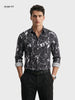 Men's Black Slim Fit Printed Party Wear Shirt
