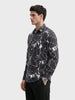 Men's Black Slim Fit Printed Party Wear Shirt