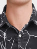 Men's Black Slim Fit Printed Party Wear Shirt