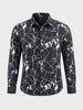Men's Black Slim Fit Printed Party Wear Shirt