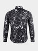 Men's Black Slim Fit Printed Party Wear Shirt