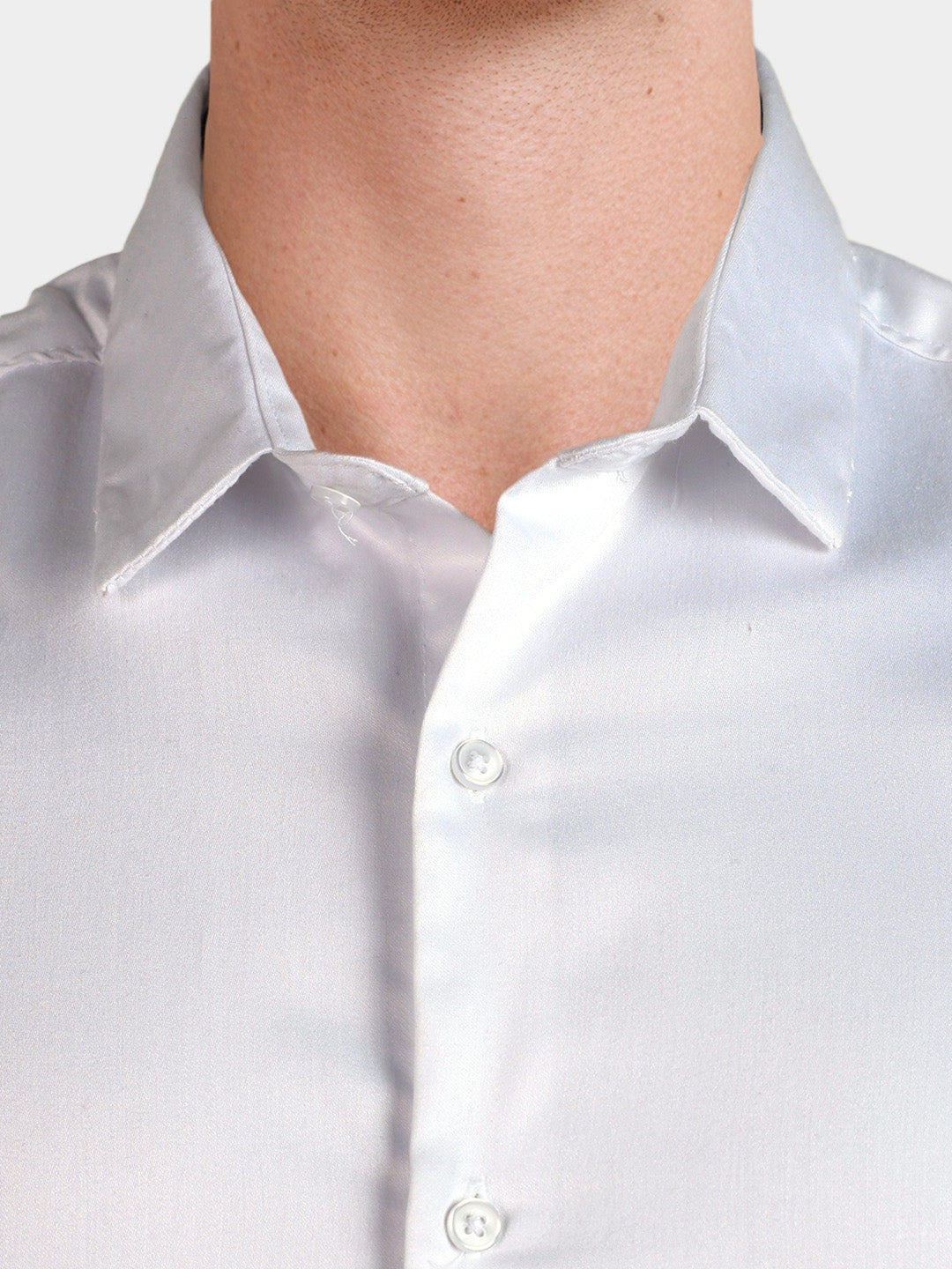 Men's White Slim Fit Solid Casual Shirts