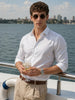 Men's White Slim Fit Solid Casual Shirts