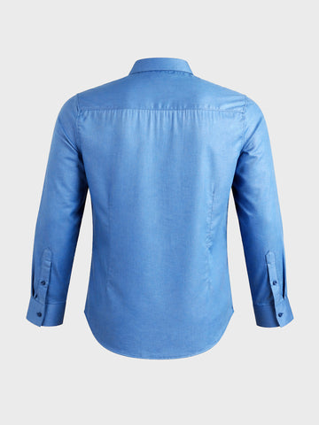 Men's Blue Slim Fit Solid Casual Shirts