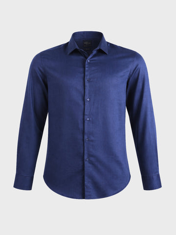 Men's Navy Blue Slim Fit Solid Casual Shirts