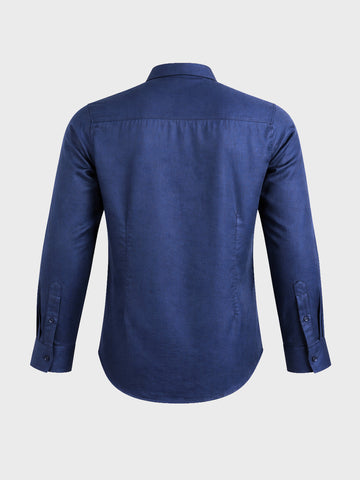 Men's Navy Blue Slim Fit Solid Casual Shirts