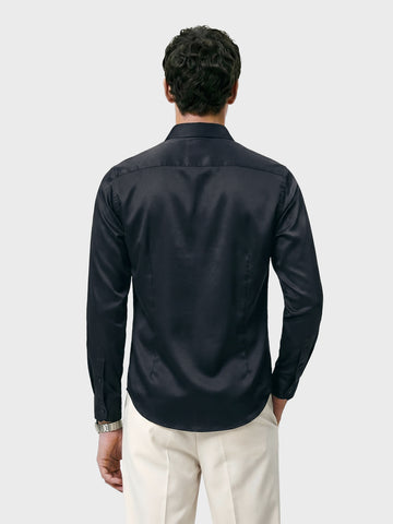 Men's Black Slim Fit Solid Casual Shirts