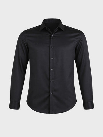 Men's Black Slim Fit Solid Casual Shirts