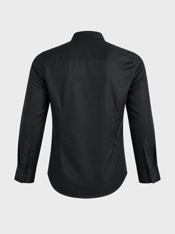 Men's Black Slim Fit Solid Casual Shirts