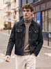 Men's Black Slim Fit Solid Casual Jacket