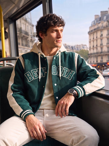 Men's Green Regular Fit Embroidered Casual Jacket
