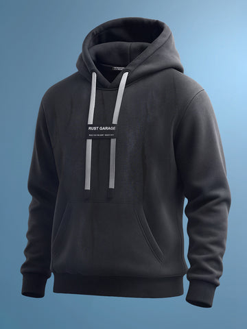 Men's Black Oversized Fit Solid Casual Sweatshirt