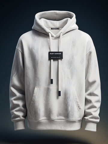 Men's White Oversized Fit Solid Casual Sweatshirt