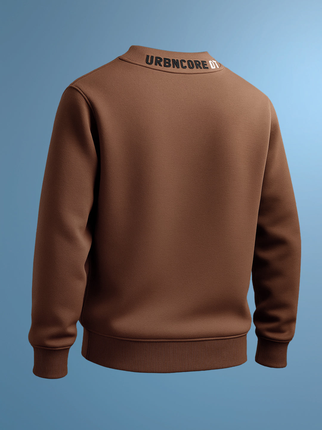 Men's Brown Relaxed Fit Embroided Casual Sweatshirt
