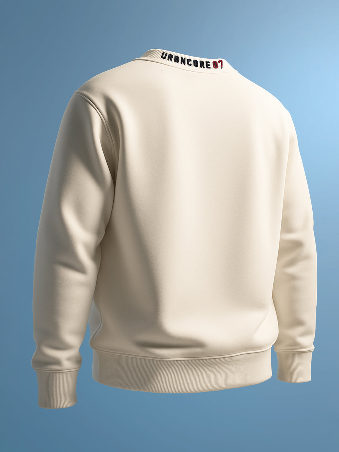 Men's Cream Relaxed Fit Embroided Casual Sweatshirt