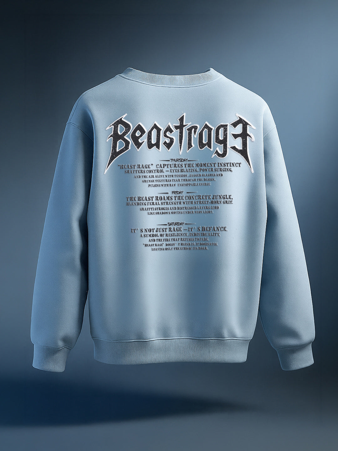 Men's Blue Relaxed Fit Graphic Printed Casual Sweatshirt