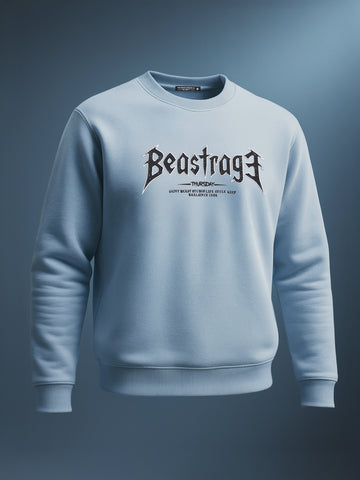 Men's Blue Relaxed Fit Graphic Printed Casual Sweatshirt