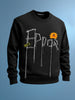 Men's Black Relaxed Fit Embroided Casual Sweatshirt