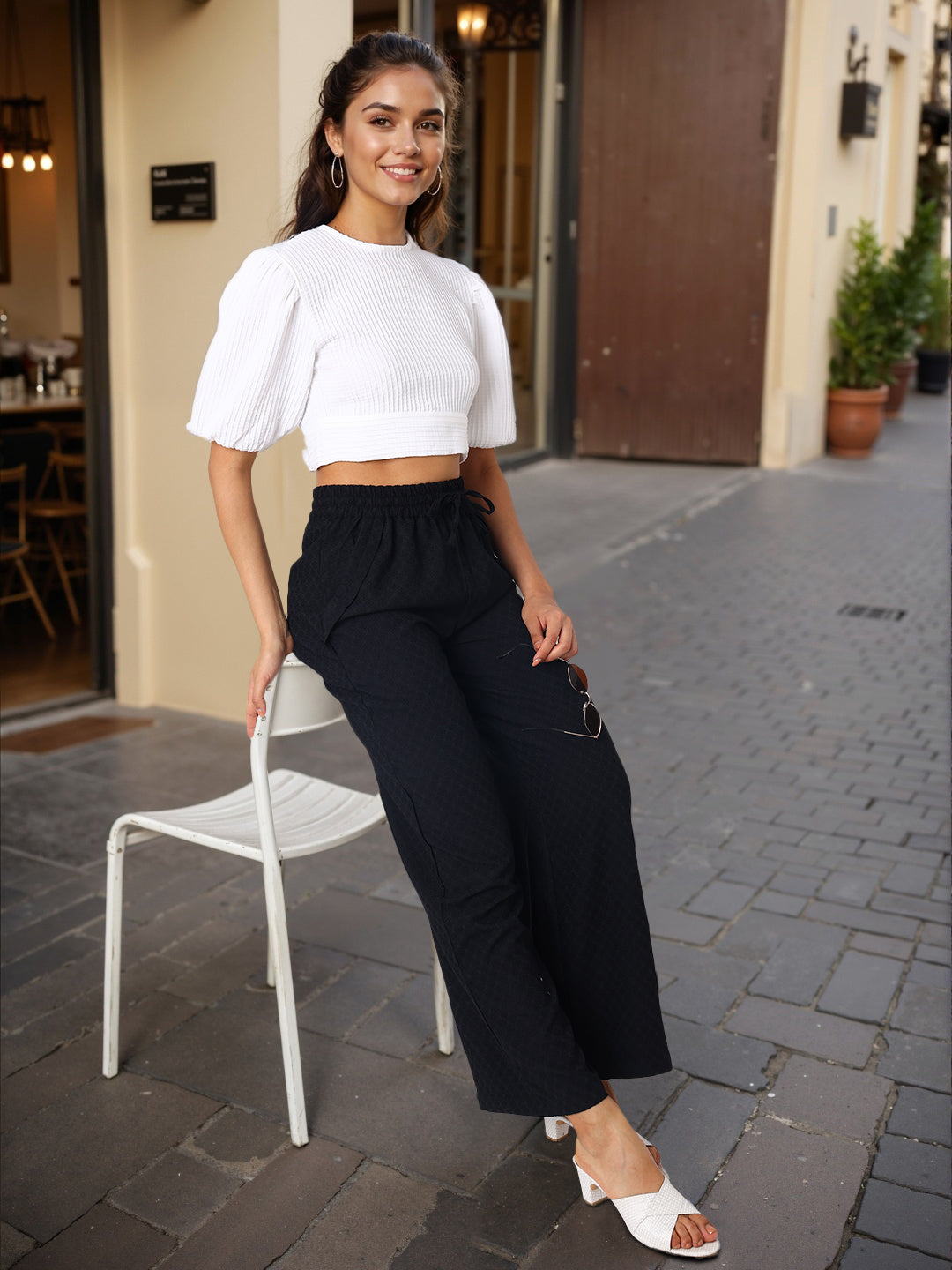 Women's White Regular Fit Casual Top