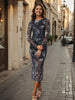 Women Black Fit Grey Long Sleeves Dress
