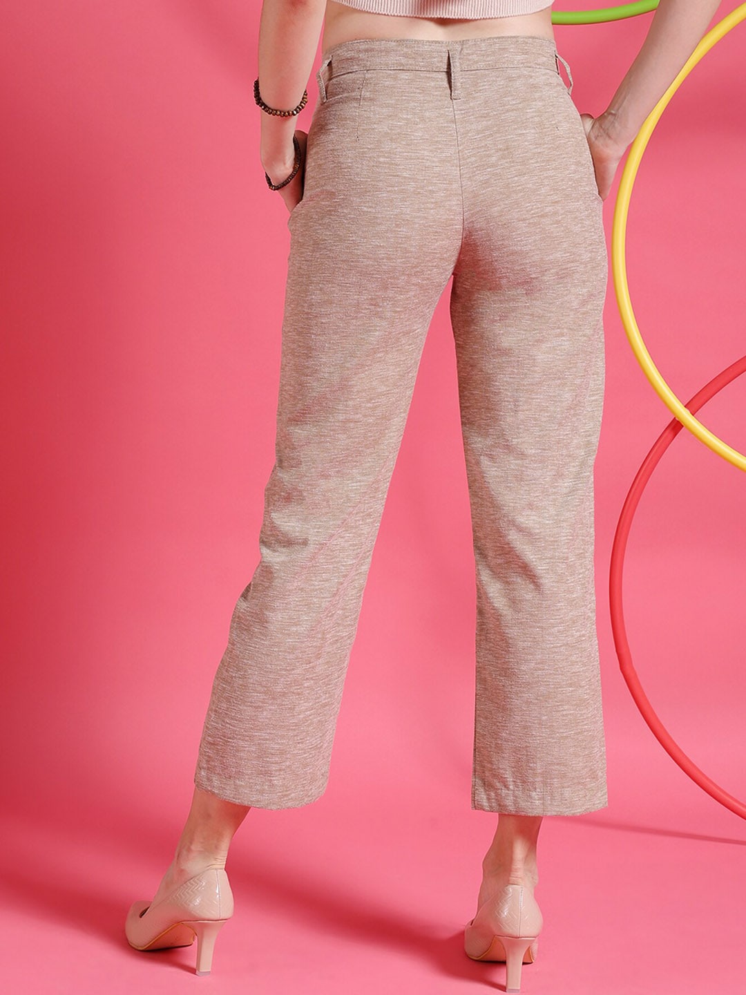 Shop Women Pleated Flare Trousers Online.