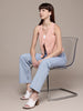 Freehand Peach The Indian Garage Co Women Fitted Textured Cinched Waist Top