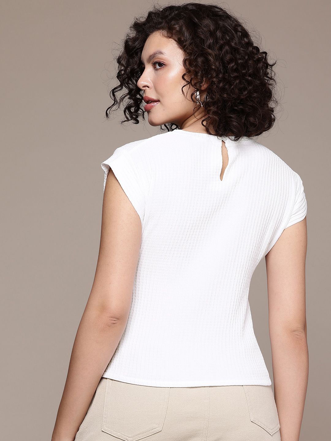 Freehand by The Indian Garage Co Women Boxy Textured Boxy Top