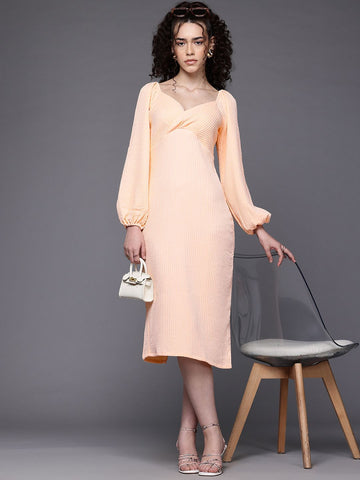 Freehand Women Fitted Textured Midi Dress