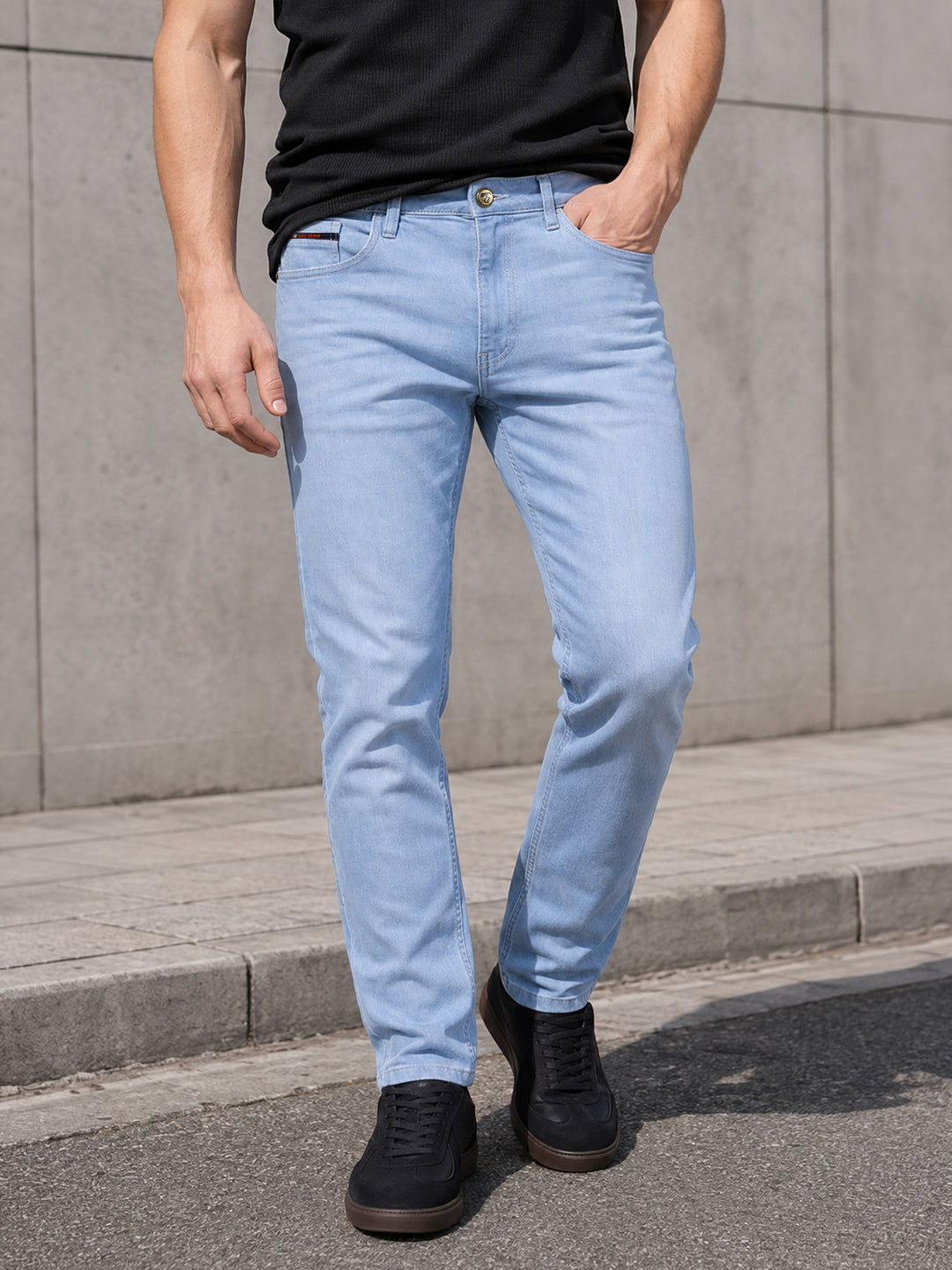 Men's Blue Slim Fit Solid Casual Jeans